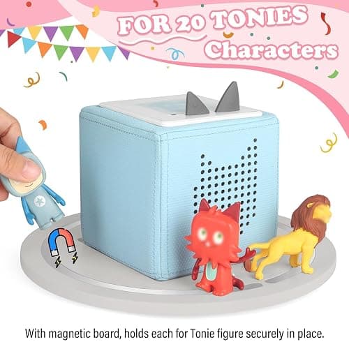 RZYLKA 360° Round Turntable for Tonies Box Organizer Storage Shelf, Magnetic Floating Shelves for Toniebox Generation 1 & 2 Player Tonies Figures, Display Collection 10~20 Characters (Gray) thumbnail 4