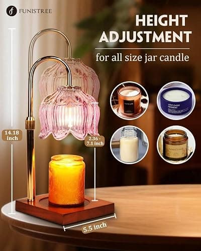 Pink Candle Warmer Lamp with Timer & Dimmer, Candle Lamp Warmer Adjustable Height, Christmas Birthday Gifts for Women Mom, House Warming New Home Bedroom Decor, Flower Wax Warmer for Jar Candle thumbnail 3