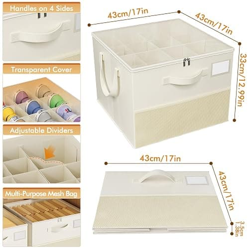 Plus Size 2 Pack Shoe Organizer for Closet, Foldable Shoe Storage Box | 16–24 Pair Shoe Storage for Sneakers, Boots & Heels with Adjustable Dividers, Clear Cover & Space Saving Closet Storage thumbnail 3