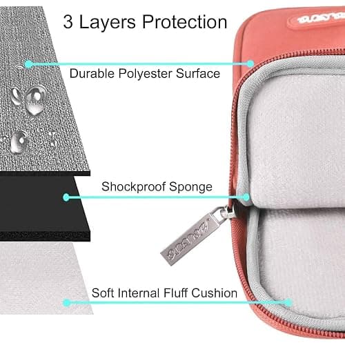 MOSISO Laptop Case 13.3 inch, 13-13.3 inch Laptop Sleeve Compatible with MacBook Air/Pro 13/Pro 14 M5 M4 M3 M2 M1, HP Dell ASUS Lenovo,Polyester Vertical Computer Sleeve Bag with Pocket, Coral thumbnail 3