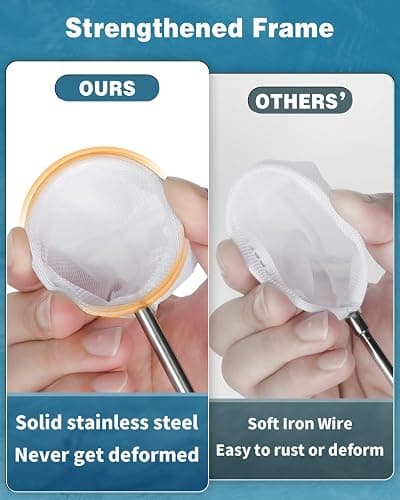 Pawfly Soft Round Aquarium Net, 2 Inch Shrimp Net with Extendable Stainless Steel Handle for Baby Fish, Food Residue Debris thumbnail 4