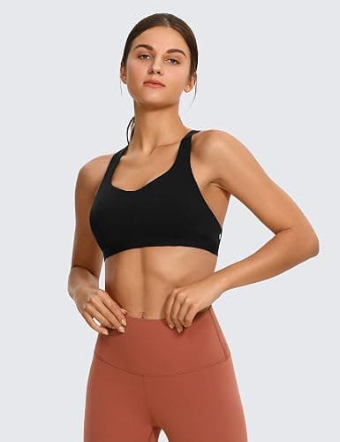 CRZ YOGA Strappy V Neck Sports Bras for Women - Criss Cross Back Wireless Padded Workout Yoga Bra thumbnail 5