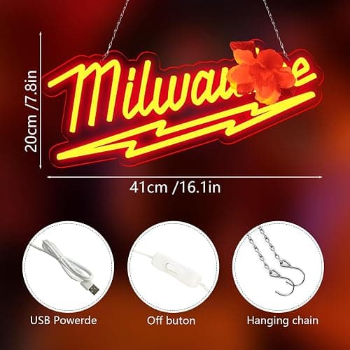 Milwaukee Parts Shop and Repair Service station Neon Sign For Store Garage Party Man Cave Wall Decor Best Gift thumbnail 2