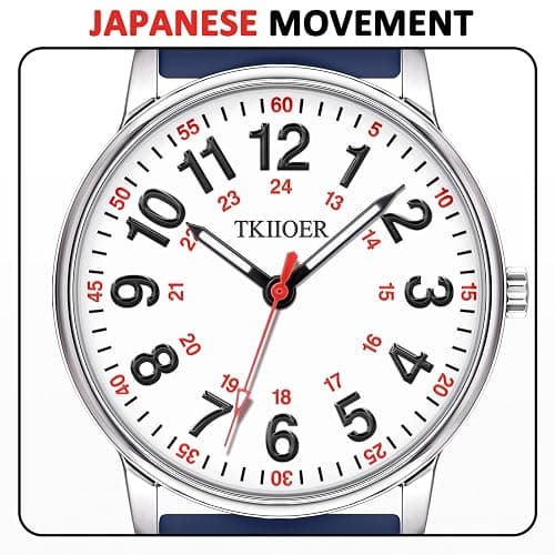 TKIIOER Nurse Watch for Nurse Medical Professionals Students Women Men, 50M Waterproof 12/24 Hour Military Time Luminous Easy Read Dial, Second Hand Watch for Nursing - Navy thumbnail 2