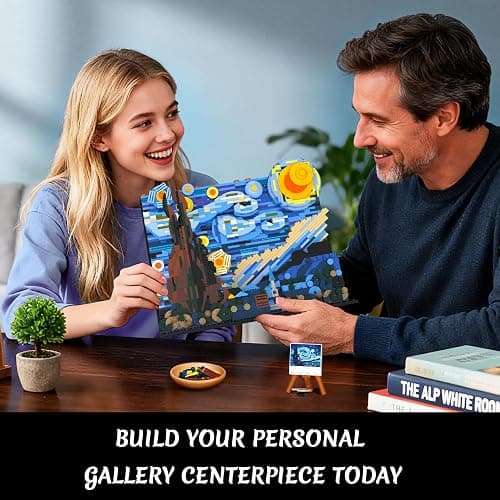 CUBIMANA The Starry Night Building Set with LED Lights - 1501PCS Artwork 3.6MM Mini Blocks Building Sets for Adults, Famous Paintings Architecture Projects Home Art Decor for Men Women thumbnail 6