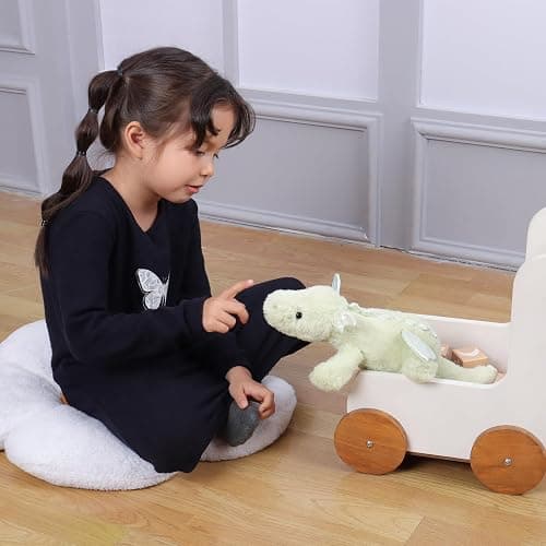 Apricot Lamb Lying Dragon Soft Cute Plushies Toy for Kids, Cuddly Stuffed Animal for Baby Girls and Boys, Fluffy Green Lying Dragon 15 Inches (Green) thumbnail 4