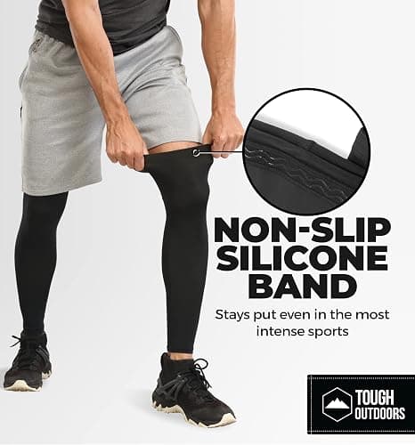 Tough Outdoors Compression Leg Sleeves - Full Leg Compression Sleeve for Men & Women, UV Leg Sleeves - Cycling Leg Warmers thumbnail 5