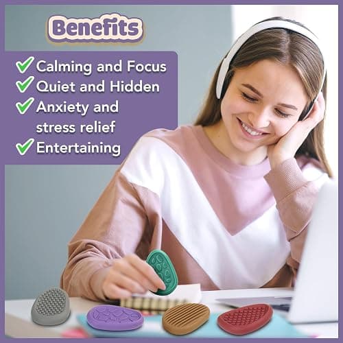 Fidget Toys Adults Sensory Stone: 8 Pack Texture Worry Stone for Kids Calming - Sensory Autism Toys for Stress Relief - Quiet Small Fidgets for Classroom Prizes thumbnail 4