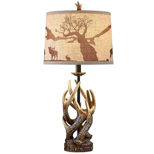 HUITICO Rustic Deer Antler Table Lamp for Living Room End Tables Farmhouse Cabin Lamps with USB A + C Charging Ports 28" Tall Western Country Bedroom Lamps for Nightstand, Single, Bulb Not Included thumbnail 8