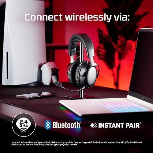 HyperX Cloud III S – Wireless Gaming Headset for Multi-Platform, 2.4GHz, Bluetooth, Battery Life up to 120 Hours 2.4GHz / 200 Hours Bluetooth, 53mm Angled Drivers, Detachable Mic – Black thumbnail 3