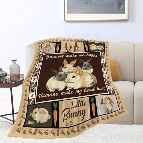 Bunny Throw Blanket Rabbit Bunny Stuff Gifts for Kids Girls Boys Adults Women Men Soft Cozy Warm Plush Fluffy Fuzzy Fleece Blanket 40''X50'' thumbnail 6