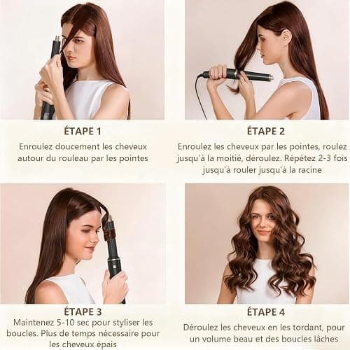 Dryhsip Brosse Soufflante 5 en 1, Brosse Chauffante Brushing et Air Styler avec Têtes Amovibles (fer Friser, Volumatrice, Lissante, Boucleur), Seche Cheveux de Voyage Légers pour Femmes et Hommes thumbnail 6