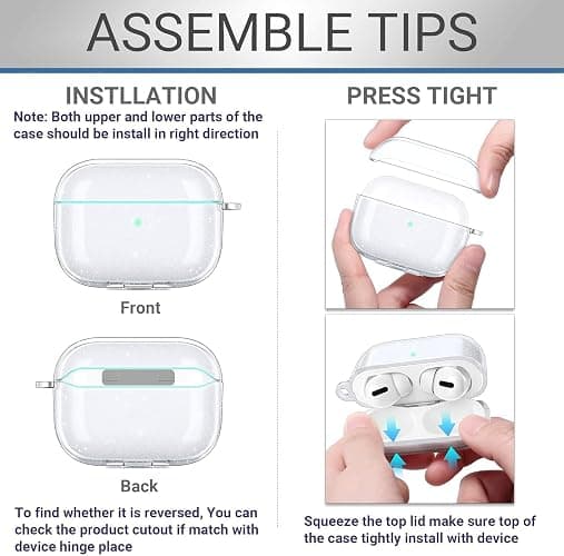 ULAK Compatible with AirPods Pro 3 Case, Design Soft TPU AirPod Pro 3rd Generation Case 2025 with Ring Keychain Accessories Shockproof Protecitve Cover, Glitter thumbnail 3