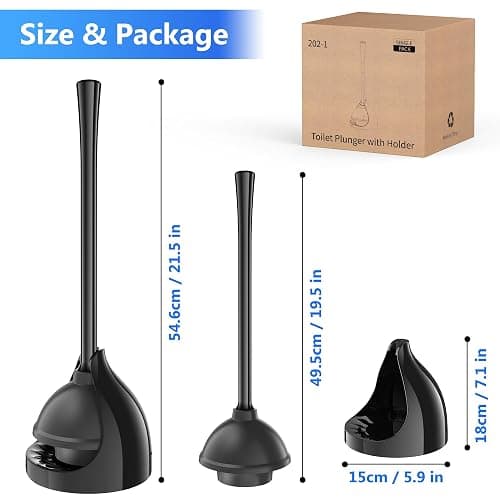 LOVLOY Toilet Plunger with Holder, Plunger with Unique Holder for 5.7-inch Toilet Drain, Plungers for Bathroom with Holder, Toilet Plunger Heavy Duty (1, Black) thumbnail 2