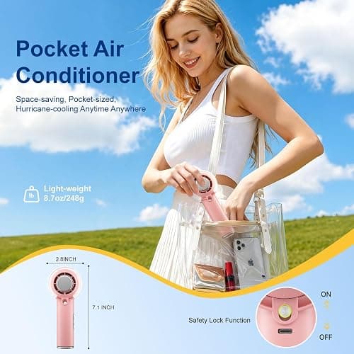 HandFan 5000mAh Portable Turbo Misting Fan, High Speed Handheld Ice Cooling Fan, Spray Water Mist Fans, Mini Hand Fans Rechargeable, 100 levels Adjustable, for Summer Travel Concerts Disney(Pink) thumbnail 9