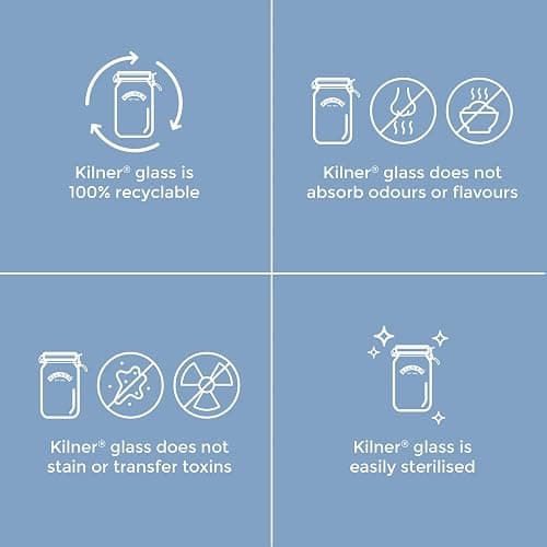 Kilner Set of 3 Round Clip Top Jars 0.5 Litre (3 x 500ml) Airtight Glass Storage Jars for Preserving Jams Dry Foods Reusable thumbnail 7