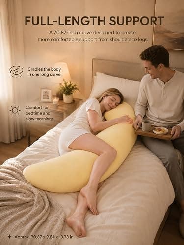 Kysryye Giant Moon Sleep Spoon C-Shaped Body Pillow, 70.8-Inch Maternity Pillow for Side Sleepers, Soft Supportive Full Body Cushion with Removable Cover for Sleeping, Resting and Lounging thumbnail 5