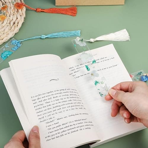 10Pcs Flower Resin Bookmark Transparent Floral Bookmarks for Women Cute Bookmarks Flower Page Marker with Tassels, Gifts for Book Lovers, Women, Kids thumbnail 2