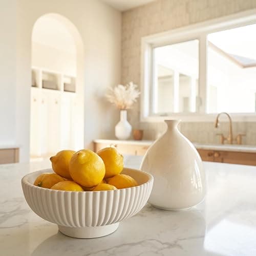 KIBAGA Decorative Concrete Fruit Bowl for Kitchen or Table - Large Key Bowl | Elevates Your Modern Farmhouse Home, Showcasing Fruit or Seasonal Centerpieces in Style thumbnail 2