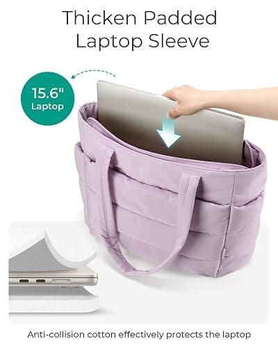 BAGSMART Tote Bag for Women, Lightweight Puffy Tote Bag with Compartments Shoulder Bag Handbag for Travel, Work, Gym thumbnail 3