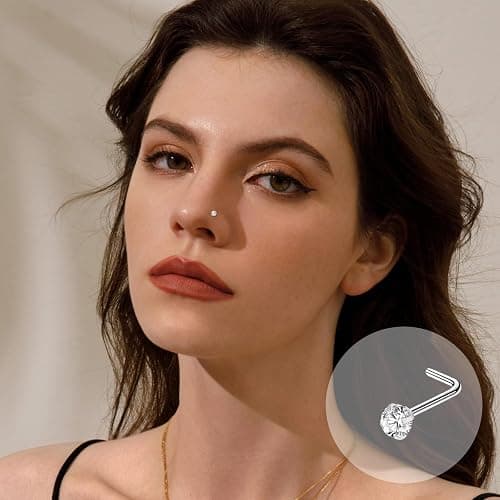 ONESING 36-44 Pcs 18G 20G Nose Rings Studs Nose Rings for Women Nose Piercings Jewelry Surgical Stainless Steel Nose Studs Moon Star Heart Butterfly Hypoallergenic Body Piercing Jewelry for Women Men thumbnail 4