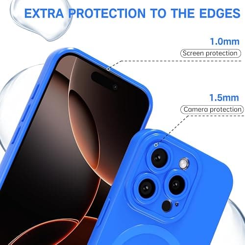 Svanove for iPhone 16 Pro Phone Case Silicone Magnetic, Compatible with Magsafe Case Cute for Women, Girly Bright Color Glossy Jelly Thin Slim Hard Mag Safe Rubber & Camera Cover, Neon Blue thumbnail 5