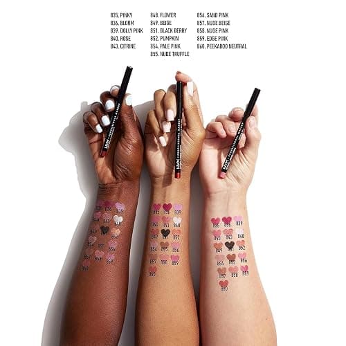 NYX PROFESSIONAL MAKEUP Slim Lip Liner Set, Long-Lasting Creamy Lip Liner Pack Of 3 (Peakaboo Neutral, Nude Pink, Ever) thumbnail 6
