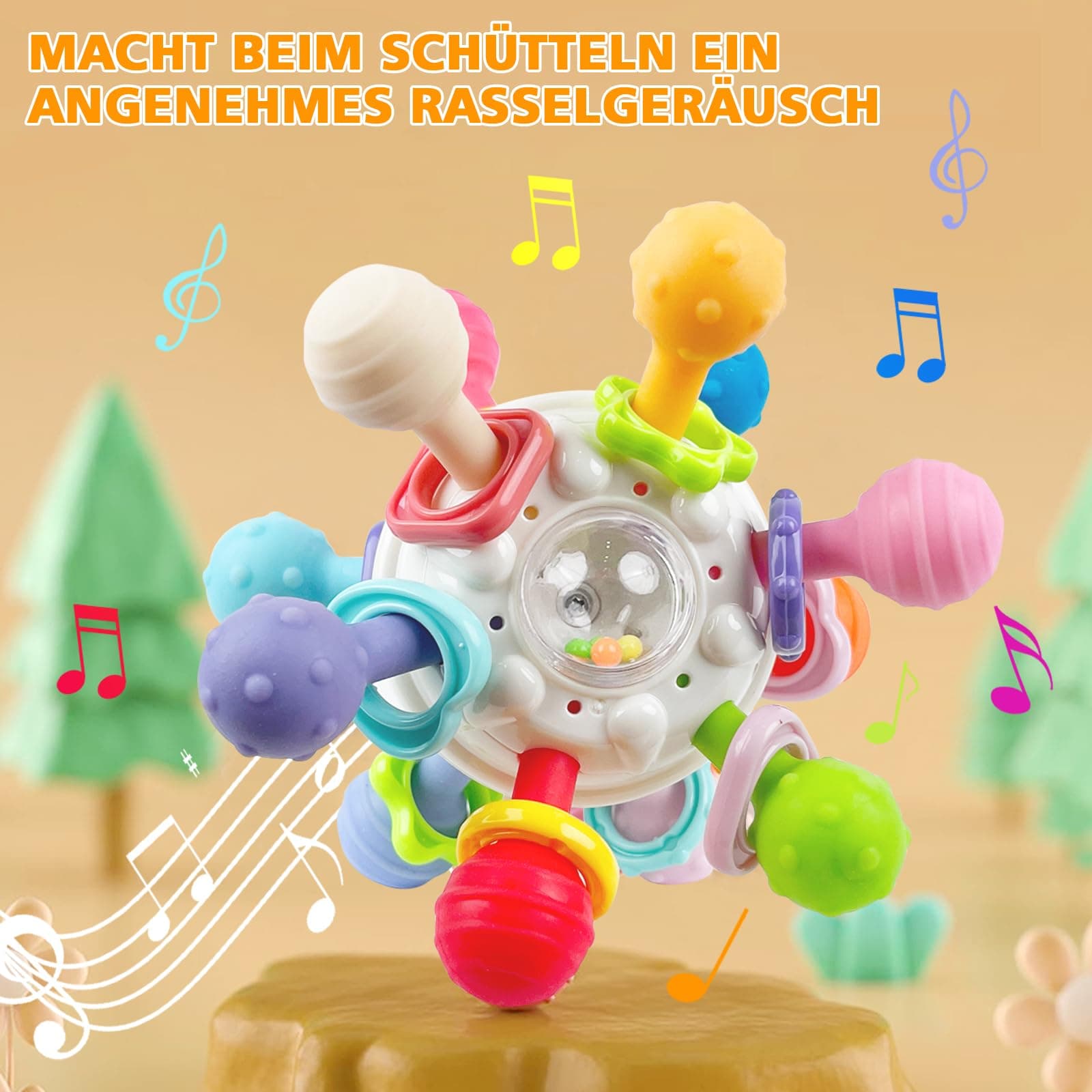 Montessori Teething Toy for Babies from 3 Months and Over 3 Months Sensory Rattle, Grab Ball, Silicone Baby Toy, Montessori Motor Skills Toy, Baby Gift from 0/6/9 Months - 1 Year thumbnail 6