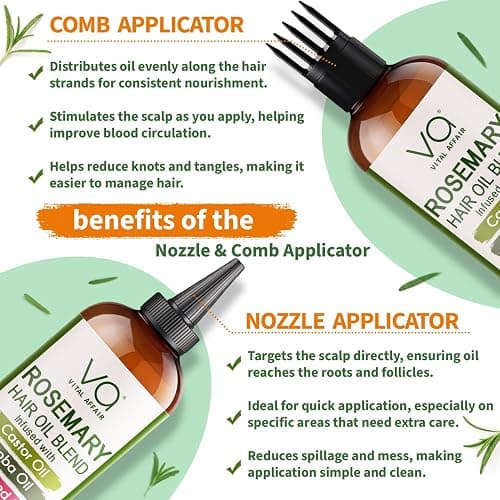 VITAL AFFAIR Blend Of Pure Rosemary Oil For Hair Growth With Castor, Batana, Jojoba Oil-Infused With Biotin & Vitamin E-Blend of Effective Hair Oils for Hair Growth-Strengthening Treatment 6 Fl Oz thumbnail 6