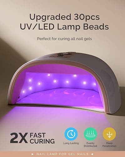 MelodySusie Cordless UV Nail Lamp with 3 Timers & Smart Sensor, P-Plus30G Rechargeable UV Light Cures All Gels, Especially Builder, Hard, Extension, Acrylic & Chrome Gel Polishes Pink thumbnail 6