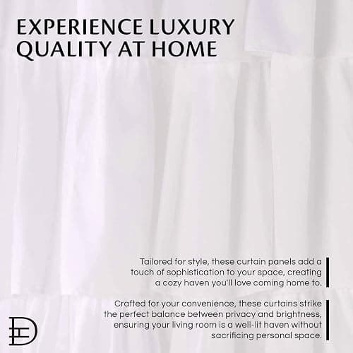 Dainty Home Pleated Layer Curtains for Living Room and Bedroom White 84" x 40" Set of 2 Rod Pocket Header Curtains Long Curtain Panel Window Curtains thumbnail 4