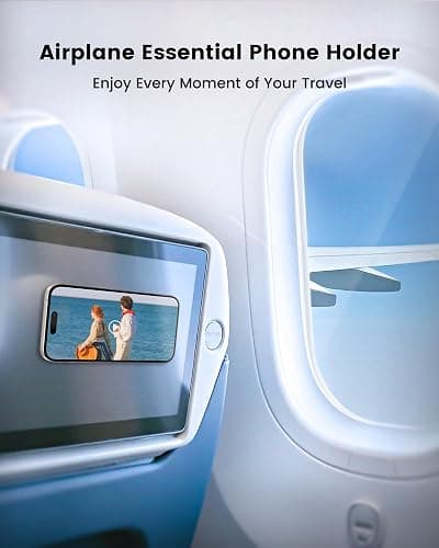 amBand Airplane Travel Essential Accessories Phone Holder for Women Men, Magnetic Suction Cup Phone Mount for Flying Plane Seat Back Screen, Long Flight Must Have Hands-Free for Selfie/Video, Sky Blue thumbnail 2
