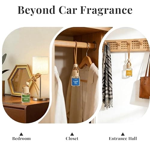 Car Air Fresheners, Colomix Coastal Blue Hanging Car Diffuser 2 Packs, Essential Oil Auto Odor Eliminator, Long Lasting Natural Scent, Car Aroma Freshener for Rearview Mirror thumbnail 6
