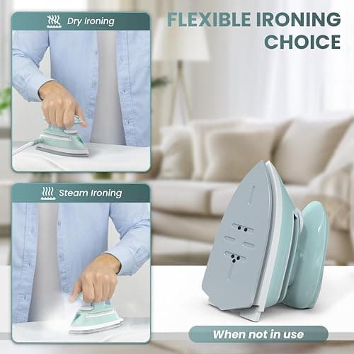 PIOMATIC Mini Travel Steam Iron for Clothes with Dual Voltage, Temperature Control, Non-Stick Soleplate and Cord Storage, Ideal for Sewing, Quilting and Handcraft thumbnail 5