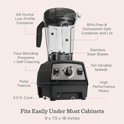 Vitamix Propel Series 750 Blender with Four Blending Programs, Self-Cleaning Program, Professional-Grade Blender for Smoothies, Soups and More, Stainless-Steel Blades, 64 Oz Container, Black thumbnail 4