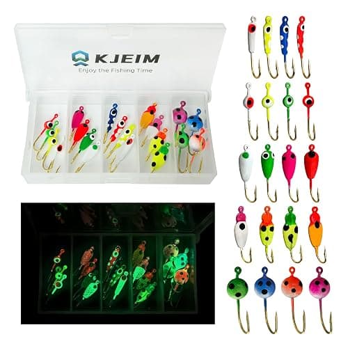 Ice Fishing Jigs Luminous Ice Fishing Lures Glowing Jig Gear Winter Fishing Jigging for Crappie Pike Panfish Walleye Perch Bluegill 6pcs/20pcs - Image 1