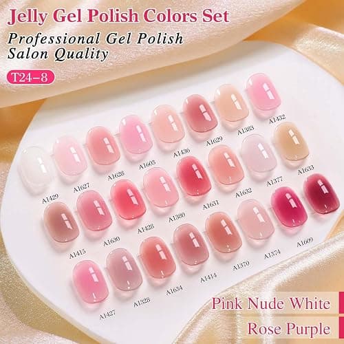 Double Rhythm 28Pcs 0.5Oz Gel Nail Polish Set Same Color Same Bottle Gel Polish Kit Nail Art Manicure Salon DIY at Home for Women (Jelly Sheer Clear Collection-T24-8) thumbnail 2