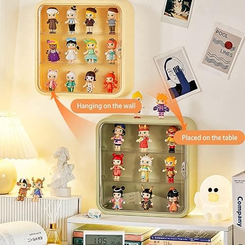 Wall Mount Display Case for Figures - Space Saving & Adjustable Acrylic Storage Box with Magnetic Door, Dustproof & Moisture Proof for Lego Pop Mart Action Figures (Pink) thumbnail 4