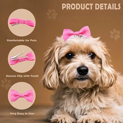 QingHan Dog Hair Bows 2 inches Small Puppy Bowknot Clips for Pet Grooming Accessories Doggy 60Pcs (30 Pairs) thumbnail 3
