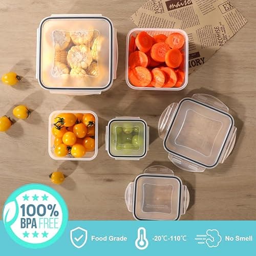 Pure Future 50-Piece Food Storage Containers Set (25-Pack) - Includes 2x JUMBO 2.5L (84oz) & 2x 1.5L Large Bins, Airtight Plastic Meal Prep Lunch Boxes with Lids, Microwave/Freezer Safe, BPA Free thumbnail 7