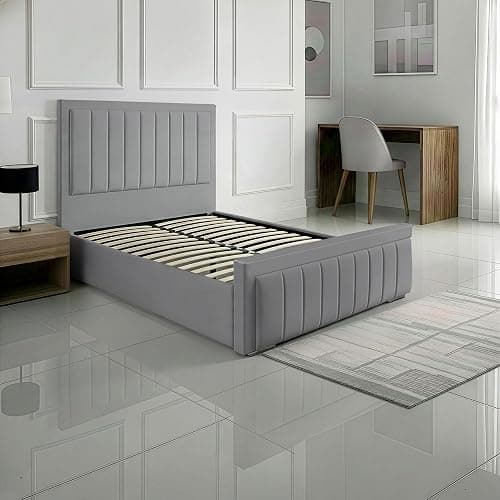 SANA SLEEP 4FT6 Ottoman Designer Plush Velvet Upholstered Bed Frame With Storage Option - Plush Grey thumbnail 4