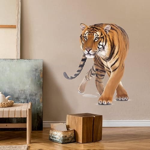 wondever Walking Tiger Wall Stickers Jungle Animals Tiger Peel and Stick Wall Art Decals for Living Room Bedroom Kids Room Playroom thumbnail 4