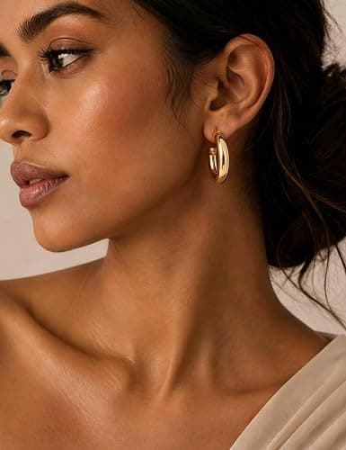 30 Pairs Gold Hoop Earrings Set for Women, Hypoallergenic Pearl Twisted Statement Hoops Multipack, Small to Chunky Hoop Earrings for Women Trendy Jewelry Gifts thumbnail 8