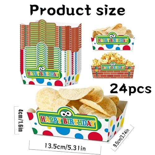 Zliisang 24 Pcs Cartoon Friends Party Supplies Green Blue Red Paper Food Trays Disposable Serving Tray Nacho Trays Food Boats for Cartoon Birthday Decorations thumbnail 3
