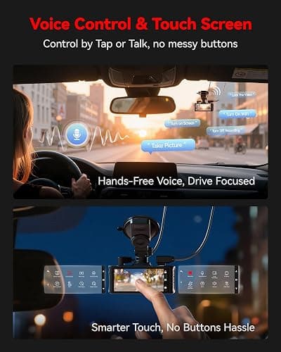 REDTIGER 4K STARVIS 2 Dashcam Front Rear, 5GHz WiFi 20MB/s, Free 128GB Card | Voice Control, Touch Screen, GPS, Loop Recording, Parking Mode, Audio Recording, WDR Night Vision, Supercapacitor(F7N Touch) thumbnail 4