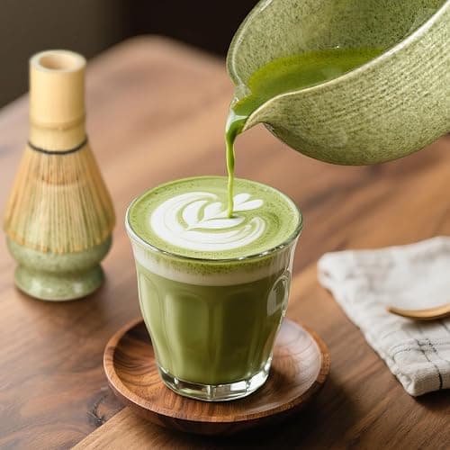 Matcha Whisk Set, Handcrafted Bamboo Chasen & Ceramic Bowl Matcha Kit, Complete 5 Pcs Matcha Set Whisk and Bowl W/Stainless Steel Sifter, Bamboo Scoop & Holder for Matcha Tea Ceremony (Mottled Green) thumbnail 7