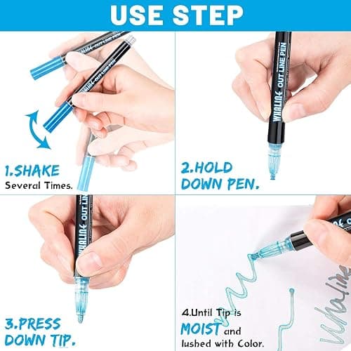 Whaline Outline Shimmer Markers 12 Colors Double Line Outline Pens Stocking Stuffers for Teen Girl Gifts Trendy Stuff Glitter Metallic Gel Pens for Birthday Christmas Card Journaling Drawing Crafting thumbnail 5