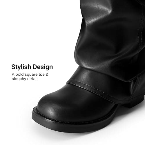 DREAM PAIRS Fold-over Knee High Fashion Boots for Women | Adjustable Buckle,Low Chunky Heel,Comfort Slouchy Boots,Festival Party Going Out Looks,Long Tall Fashion Casual Boots thumbnail 7