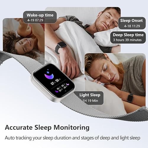 FITVII Health & Fitness Tracker (Answer/Make Calls), Smart Watch with 24/7 Heart Rate and Blood Pressure, Sleep Tracking, Blood Oxygen Monitor, 120+ Sport Modes Activity Tracker for Women Men thumbnail 4