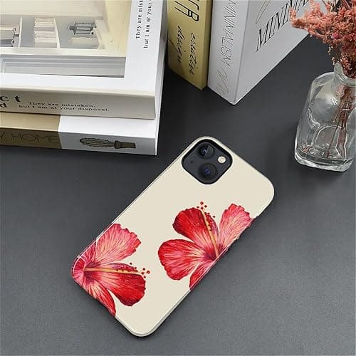 ilikediy for iPhone 13/14 Case [Compatible with Magsafe] Pattern Design for Women Girls Hybrid 2 Layer Hard Shell Silicone Protective Magnetic Cover,C Tropical Hibiscus Flower thumbnail 6